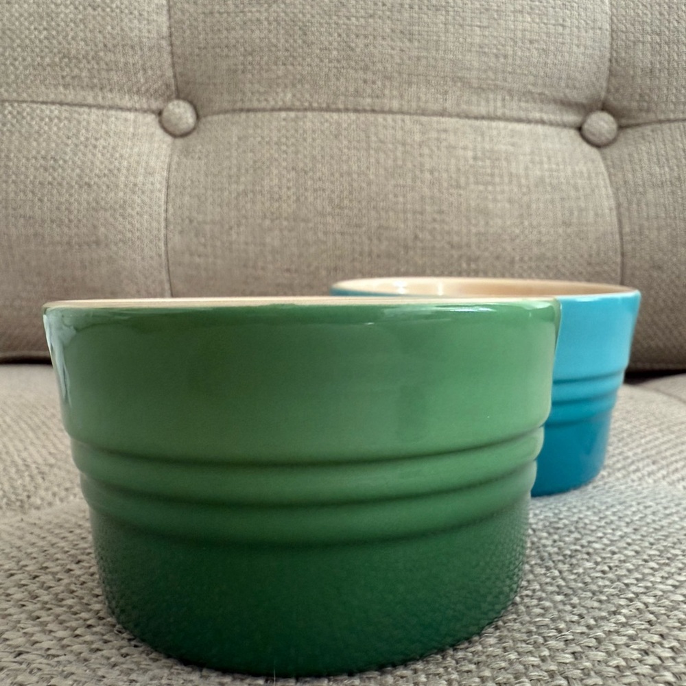 Le Creuset Teal and Cream Ceramic Bowl